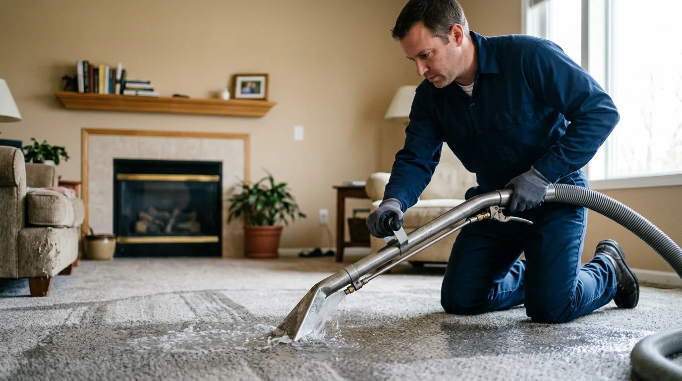 Water damage restoration technician working near Mexico, IN